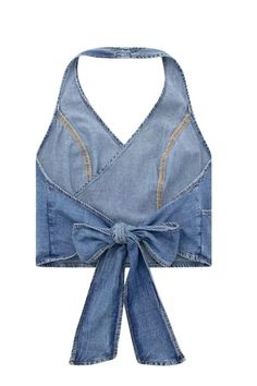 Goodnight Macaroon 'Johanna' Backless Cropped Denim Top Sleeveless Halter Neck Back Tie Measurements: XS - Chest 76cm, Length 39cm S - Chest 80cm, Length 40cm M - Chest 84cm, Length 41cm L - Chest 88cm, Length 42cm Machine cold and gentle cycle or hand wash cold Lay flat to dry / do not tumble dry Iron on a low heat setting If you are unsure or need assistance selecting the proper size or color, please contact our Customer Services team and they'll be more than happy to help. Aesthetic Corset, Blouses Vintage, Stylish Tank Tops, Corset Tops, Parka Women, Stand Collar Jackets, Middle Age Fashion, Clothing Catalog, Womens Tops Summer