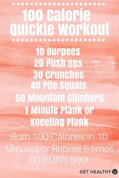 an orange and white poster with the words burn calories in 10 minutes