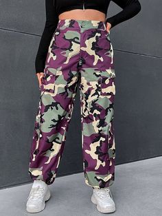 Take your street style game to the next level with these Printed Camo Cargo Pants! You don't need to be camouflaged to stand out - the bold, printed camo design and jogger silhouette will have heads turning in no time. But don't worry, you can still hide your essential stuff in multiple pockets. Go wild. Details: Style: Casual Pattern Type: Camo Waist Line: Natural Fit Type: Regular Fit Type: Jogger Length: Long Fabric: Non-Stretch Material: Fabric Body: Unlined Size Chart (inch): Size US Hip Si Camouflage Sweatpants With Pockets For Streetwear, Camouflage Cargo Pants For Streetwear, Camouflage Parachute Pants For Fall Streetwear, Military Camouflage Cargo Pants For Streetwear, Baggy Camouflage Cargo Pants Urban Style, Trendy Camouflage Cargo Pants For Streetwear, Urban Baggy Camouflage Cargo Pants, Trendy Camouflage Streetwear Pants, Urban Camouflage Pants For Fall