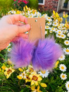 pom pom earrings ~ finish may vary my art is made with nature i've foraged & hand crafted with love 💗 *lever-back clasps or sterling silver fish hooks for earrings available upon request* :) Whimsical Handmade Purple Earrings, Faux Fur Earrings, White Fluffy Earrings, Rave Bag, Fluffy Earrings, Pom Pom Earing, Rabbit Fur Earrings, Rave Jewelry, Pom Earrings