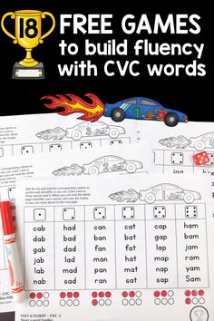 free printable worksheet for kids to learn how to build flueny with cvc words