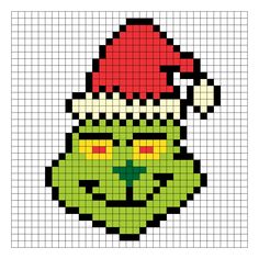 the grin face is wearing a santa claus hat and has been made from pixellated squares