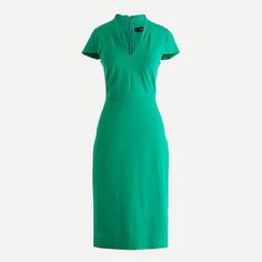 J Crew Nwt Sz 6 Green Bi Stretch Cotton V Neck Midi Sheath Dress Orig $168 Fitted Cocktail Dress With Notched Neckline, Fitted Green Midi Dress For Workwear, Classic Green Workwear Dress, Classic Green Office Dress, Classic Green Dress For Workwear, Classic Green Dress For Work, Fitted Dress With Notched Neckline For Work, Classic Green Midi Dress For Work, Classic Green Midi Dress