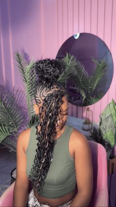 Mohawk Boho Knotless Braids, Bob Boho Knotless Braids, Mohawk Braids, Cornrows With Box Braids, Women Cornrows, Boho Knotless Braids