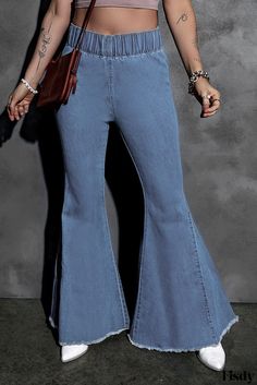 Fisdy - Classic Bell Bottom Jeans with a Flared Silhouette Blue Bell Bottom Jeans, Blue Bell, Bottom Jeans, Jeans Material, Bell Bottom, High Waisted Denim, Fall Autumn, Bell Bottom Jeans, Flare Jeans