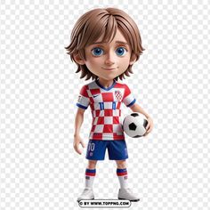 a cartoon soccer player holding a ball