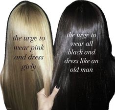 two women with long hair are facing each other