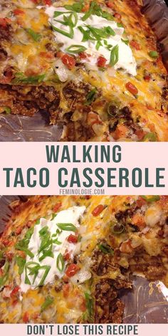 Walking Taco Casserole, Walking Taco, Taco Casserole, Beef Casserole Recipes, Ground Beef Recipes For Dinner, Mexican Food Recipes Easy, Easy Casserole Recipes