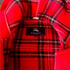 Red Wool,Like New,Smoke Free Home Red Winter Outerwear With Double Button Closure, Luxury Red Outerwear With Faux Fur Trim, Red Vintage Wool Outerwear, Duffel Coat, Red Wool Single-breasted Outerwear, Red Double-breasted Wool Outerwear, Toggle Button, Burberry Jacket, Red Wool