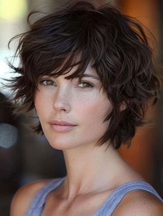 Short Hair Big Face, 2024 Haircuts, Shaggy Haircut, Mommy Hairstyles, Short Shag Hairstyles, Medium Layered Hair, Cool Short Hairstyles