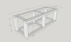 the plans for an entertainment center with two shelves on each side and one shelf at the top