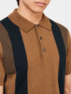 This knitted stripe polo features a 3-button fastening and ‘Ben Sherman’ embroidery on the left sleeve. A regular fit. 100% cotton. Classic Striped Polo Sweater With Ribbed Collar, Classic Striped Polo Sweater With Polo Collar, Classic Collared Polo Sweater With Contrast Stripes, Casual Cotton Polo Sweater With Contrast Stripes, Casual Collared Polo Shirt With Striped Cuffs, Casual Striped Cotton Polo Sweater, Striped Cotton Polo Shirt With Ribbed Collar, Casual Polo Sweater With Contrast Stripes, Casual Collared Polo Sweater With Contrast Stripes