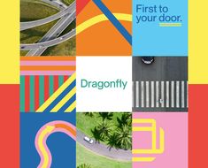 an advertisement for the first to your door campaign, featuring images of roads and trees