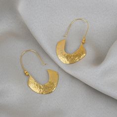 We produce our  jewelery in Istanbul. We use semi precious gemstones and brass covered with 18k-24k  gold. Their nature may cause gemstones to be in different shapes and color. Do not forget to explore more pieces using the link below. https://www.etsy.com/shop/FndJewelry  THANK YOU🤍 We are so grateful you have chosen FndJewelry. We love sharing happiness with you, it is only real when shared! Tarnish Resistant Recycled Gold Drop Earrings, Tarnish-resistant Drop Earrings In Recycled Gold, Crescent Yellow Gold Brass Earrings, Crescent Shaped Yellow Gold Brass Earrings, Crescent-shaped Yellow Gold Brass Earrings, Gold Jewelry With Ear Wire In Recycled Gold, Elegant Hammered Crescent Earrings, Gold Recycled Drop Earrings, Gold Crescent Hammered Earrings