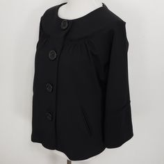 Grace Elements 8 Black Stretch Jacket Coat 3/4 Sleeves Pockets 4 Big Buttons Fully Lined New New With Tag Armpit To Armpit: 20" Across Total Length: 22 1/2" Long All Sales Final - We Do Not Accept Returns. Please View All Photos As They Are Part Of The Description. What You See Here Is Exactly What You Will Receive. Welcome To Thebirdsbargains Where Every Birdies Welcome! We Offer New, Used, Vintage, Antique, And Many ‘One Of A Kind’ Items. We Try To Describe Our Items To The Best Of Our Ability Spring Outerwear With Button Closure And 3/4 Sleeve, 3/4 Sleeve Outerwear With Buttons For Work, Workwear Outerwear With Buttons And 3/4 Sleeve, Workwear Outerwear With 3/4 Sleeve And Buttons, Black 3/4 Sleeve Blazer For Spring, Black 3/4 Sleeve Blazer For Work, 3/4 Sleeve Outerwear With Button Closure For Work, Black 3/4 Sleeve Outerwear For Fall, Fall Workwear Outerwear With 3/4 Sleeves