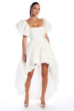 SOFIA POPLIN HIGH LOW MINI DRESS – AKIRA All White Party, White Accessories, Bubble Skirt, Engagement Dresses, Darling Dress, Asymmetrical Skirt, White Party, White Outfits, Mini Dress With Sleeves