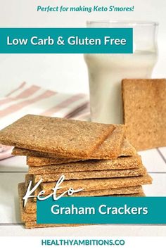 graham crackers are stacked on top of each other with the words low carb & gluten free keto