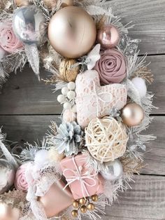 a wreath made out of different types of ornaments