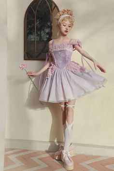 Purple Fairycore Dress, Midsummer Dream, Grunge Dress 90s, Heaven's Gate, Fairycore Coquette, Ballerina Style, Y2k Dresses, 파티 드레스, Tea Party Dress