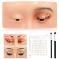 PRICES MAY VARY. 1.【The Perfect Aid to Practicing Makeup】You will get a silicone makeup practice face,2 makeup brushes and 1sheet pearl stickers(165pcs) (Other brands only have makeup practice face). This makeup practice mask can be used for face painting, eye makeup practice, eyelash grafting, thrush and more. 2.【Realistic Appearance】The makeup practice board is made of premium silicone, which is soft, smooth, no weird smell, simulating real skin texture. The more eyes makeup practice you do, t Makeup Practice Board, Real Skin Texture, Makeup Mannequin, Makeup Practice, Gifts For Makeup Lovers, Makeup Training, Learn Makeup, Face Kit, Silicone Makeup