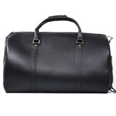 Leather Duffle Bag in Black Classic Black Duffle Bag With Leather Handles, Black Soft Leather Duffle Bag For On-the-go, Black Soft Leather Duffle Bag For Business Trips, Black Soft Leather Duffle Bag For Daily Use, Classic Black Duffle Bag For On-the-go, Black Soft Leather Travel Bag For Business Trips, Black Satchel Duffle Bag For Business Trips, Black Leather Gym Bag For On-the-go, Functional Soft Leather Duffle Bag For Business