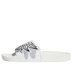 Adidas Jeremy Scott X Adilette Wings Slides 'Monogram' GY2505 (Unisex/Non-Slip/Wear-resistant) White Sporty Slides For Training, Adidas Logo Synthetic Slides For Streetwear, Sporty Adidas Logo Slides For Streetwear, White Adidas Synthetic Slides, White Adidas Slides With Synthetic Material, White Synthetic Adidas Slides, Adidas White Sporty Slides, White Flip Flops, S Monogram