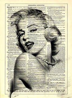 an old book page with marilyn monroe on it