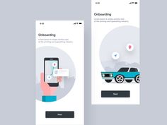 two mobile app screens showing different vehicles