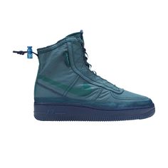 Find NIKE Wmns Air Force 1 High Shell 'turqouise on Editorialist. The Nike Wmns Air Force 1 High Shell takes design cues from technical outerwear. Emerged in October 2019, this women's version protects the foot in a water-repellent turquoise textile upper designed with a Sherpa footbed, an adjustable collar and premium laces. Jacket styling is interpreted by sprayed Swooshes, zigzag stitching and mudguard webbing. Its Air-cushioned rubber cupsole assumes a tonal finish. Green Functional High-top Sneakers With Round Toe, Functional Green High-top Sneakers With Round Toe, Green Functional Lace-up Custom Sneakers, Nike Green Custom Sneakers For Outdoor, Blue Athleisure High-top Sneakers With Round Toe, Blue High-top Sneakers With Round Toe For Athleisure, Functional Blue High-top Sneakers For Streetwear, Functional Green Lace-up High-top Sneakers, Green High-top Custom Sneakers With Air Cushioning