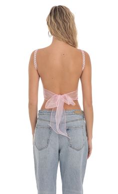 Embroidered Open Back Top in Pink | LUCY IN THE SKY Open Back Shirts, Light Pink Tops, Pink One Piece, Open Back Top, Prom Dress Inspiration, Backless Top, Loungewear Jumpsuit, Going Out Tops, Dressy Outfits