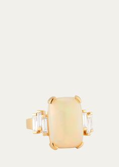 Suzanne Kalan 18K Yellow Gold OAK Opal Ring with White Diamond Baguettes - Bergdorf Goodman Travel Size Perfume, Suzanne Kalan, Ring Watch, Makeup Shop, Cleanser And Toner, Opal Ring, Baguette Diamond, Opal Rings, Bergdorf Goodman