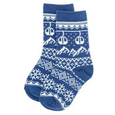 Hit the slopes in style adorned with a blue and white Fair Isle socks featuring a charming ski lift. Crafted from a soft and cozy blend of 74% cotton, 17% polyester, and 9% spandex, this shirt combines comfort with a touch of winter magic. The Fair Isle pattern adds a classic, festive flair, while the ski lift motif evokes the fun of a day on the mountain. Perfect for apres-ski relaxation or everyday wear, this shirt offers warmth and style for any winter enthusiast. Details: Material: 74% Cotto Fair Isle Socks, Diaper Bag Accessories, Jogging Stroller, Wrap Carrier, Weather Boots, Sock Game, Soft Book, Winter Magic, Fair Isle Pattern