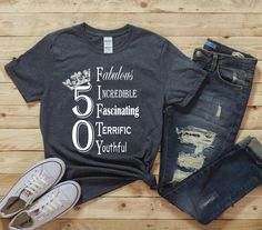 a t - shirt that says fabulous is incredible and has the number five on it