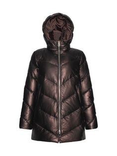 This puffer jacket is ideal for bringing out when the weather starts to cool. Crafted from leather this version connects seamlessly for a more streamlined appearance..Attached hood.Long sleeves.Zip front.Side zip pockets.Leather.Lining: Nylon lining.Goose/duck down fill power.Dry clean.Imported.SIZE & FIT.About 28'' from shoulder to hem.Model shown is 5'10' (177cm) wearing US size Small.This puffer jacket is ideal for bringing out when the weather starts to cool. Crafted from leather this version connects seamlessly for a more streamlined appearance.Attached hoodLong sleevesZip frontSide zip pocketsLeatherLining: Nylon liningGoose/duck down fill powerDry cleanImportedSIZE & FITAbout 28'' from shoulder to hemModel shown is 5'10' (177cm) wearing US size Small.Hooded.Puffers.Women's Apparel.W Fall Down Hooded Jacket With Double-lined Hood, Fall Double-lined Hood Down Jacket, Duck Down Hooded Jacket With Detachable Hood For Fall, Fall Duck Down Hooded Jacket With Double-lined Hood, Fall Duck Down Hooded Jacket With Detachable Hood, Brown Hooded Puffer Jacket With Padded Collar, Fall Down Hooded Jacket, Brown Hooded Nylon Puffer Jacket, Quilted Down Parka For Fall