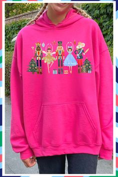 Adorable waatercolor Nutcracker Christmas sweatshirt can be made as a hoodie, crwneck or t-shirt. The PERFECT gift for a ballerina or anyone who loves the Christmas season. Winter Fun Sweatshirt With Cartoon Print, Fun Winter Sweatshirt With Cartoon Print, Christmas Cotton Crew Neck Hoodie, Christmas Cotton Hoodie With Crew Neck, Pink Cotton Holiday Sweatshirt, Christmas Cotton Hoodie Top, Fun Winter Hoodie Top, Westport Ct, Sugar Plum Fairy