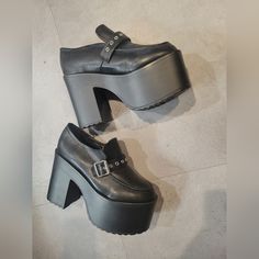 Sz 10 Flat/Wide Foot Friendly. Never Wore Dolls Kill Shoes, Platform Mules, Dolls Kill, Shoes Heels Boots, Shoes Women Heels, Heeled Boots, Shoes Heels, Size 10, Women Shoes