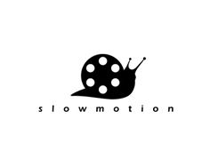 a black and white logo with a snail on it's side that says slowmotion