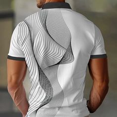 Linear Business Casual Men's Polo Shirt Short Sleeve Outdoor Vacation Streetwear Summer 3D Print Turndown White Micro-elastic Polyester 2024 - $19.99 Vacation Streetwear, Outdoor Vacation, Printed Polo Shirts, Streetwear Summer, Polo Shirt White, Vacation Wear, Business Casual Men, Shirt Short Sleeve, Work Attire