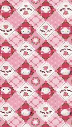 pink hello kitty fabric with roses and hearts