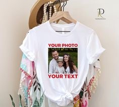 Custom Text and Photo Printed Shirt, Personalised Family Photo Tee Shirt, Add Your Logo/Designs Monogram Tops, Customised Christmas Gifts 🌟 Limited time offer: Get 70% off our entire stock! Don't miss these amazing prices for gifts your loved ones will adore. Act now! 🎁❤️ 👕 Explore our expertise in personalized clothing and accessories, where quality meets affordability. Let us bring your designs, logos, and imaginations to life on stylish apparel just for you. 💌 We're here for custom orders! Simply send us a message, and we'll reply promptly. 🌟 PRODUCT DETAILS 🔍 🔸 Material: 100% Cotton 🔸 Weight: 180GSM 🔸 Reactive Dyed 🔸 Crew Neck 🔸 Taped Shoulder to Shoulder 🔸 Twin Needle Stitching on Neck & Shoulders 🔸 Enzyme Washed ⭐AVAILABLE SIZES: Kids Sizes: 3-4yrs, 5-6yrs, 7-8yrs, 9-10y Personalized Clothing, Monogram Logo Design, Garment Labels, Personalized Clothes, Personalized Family, Logo Designs, Family Photo, Custom Orders, Family Photos