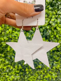 Leather star earrings White Star-shaped Nickel-free Earrings, White Star-shaped Earrings With Star Charm, Star Earrings, Red Color, Stars, Red, Leather, Color