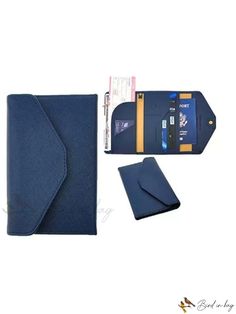 Bird in Bag - Travel Wallet Credit Card Holder with Travel Accessories, ATM Cardholder with PU Leather RFID Protection Travel Trifold Wallet With Pockets, Travel Bifold Card Holder With Pockets, Travel Envelope Card Holder With Interior Slots, Envelope Card Holder With Interior Slots For Travel, Navy Blue Pattern, Travel Wallet, Travel Wallets, Credit Card Holder, Bag Travel