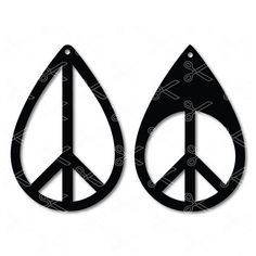 two peace signs are shown in the shape of tear shaped tears, one is black and