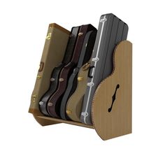 the guitar case is open and ready to be used as a holder for various guitars