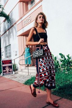 Boho summer-inspired look! Bohemian Maxi Skirt For Day Out, Traditional Boho Print Skirt For Summer, Bohemian Patterned Summer Skirt, Bohemian Embroidered Skirt For Vacation, Summer Bohemian Skirt With Traditional Patterns, Bohemian Embroidered Bottoms, Bohemian Embroidered Maxi Skirt For Summer, Bohemian Embroidered Long Skirt, Bohemian Festival Bottoms With Traditional Patterns