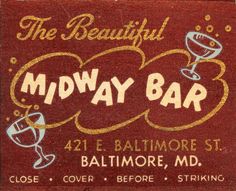 the logo or business card for madway bar in baltimore, md is red with gold lettering