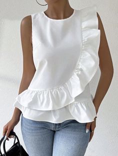 Sew Blouse, Blouse Tutorial, Sewing Blouses, Fancy Tops, Trendy Fashion Tops, Fall Fashion Outfits, Mode Inspiration, White Casual