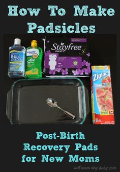 the contents of a baking pan, spoon and other items are shown in this post - birth recovery guide