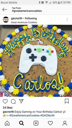 a birthday cake with a video game controller on it