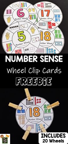 the number sense wheel clip cards are on display